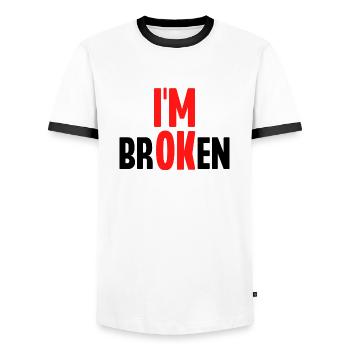 I'm Broken - Men's Ringer Shirt - white/black - Front - AI Model Female 172 light (172cm) & AI Model Male 178 dark (178cm)