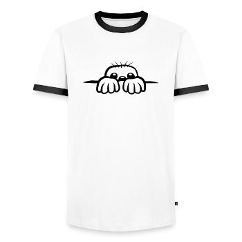 Cartoon Maulwurf guckt - Männer Kontrast-T-Shirt - Weiß/Schwarz - Vorne - AI Model Female 172 light (172cm) & AI Model Male 178 dark (178cm)