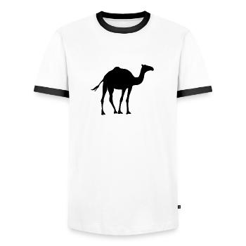 Kamel - Dromedar - Männer Kontrast-T-Shirt - Weiß/Schwarz - Vorne - AI Model Female 172 light (172cm) & AI Model Male 178 dark (178cm)