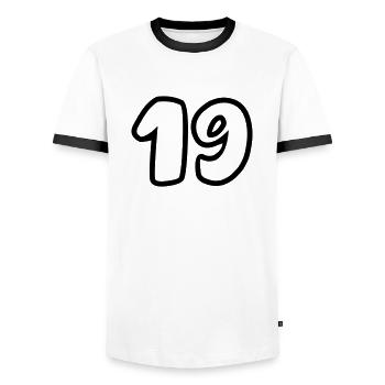 19 - Men's Ringer Shirt - white/black - Front - AI Model Female 172 light (172cm) & AI Model Male 178 dark (178cm)