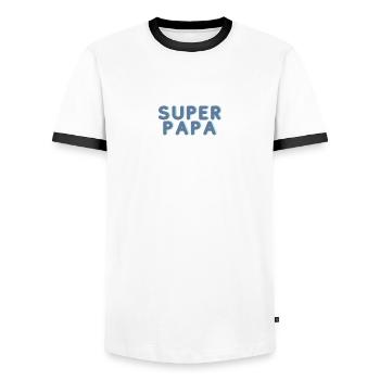 SUPERPAPA 2 - T-shirt contrasté Homme - blanc/noir - Devant - AI Model Female 172 light (172cm) & AI Model Male 178 dark (178cm)