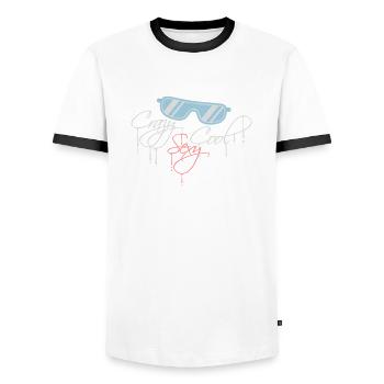 crazy sexy cool design - Men's Ringer Shirt - white/black - Front - AI Model Female 172 light (172cm) & AI Model Male 178 dark (178cm)