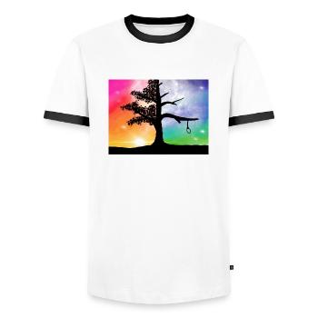 Baum des Lebens - Männer Kontrast-T-Shirt - Weiß/Schwarz - Vorne - AI Model Female 172 light (172cm) & AI Model Male 178 dark (178cm)