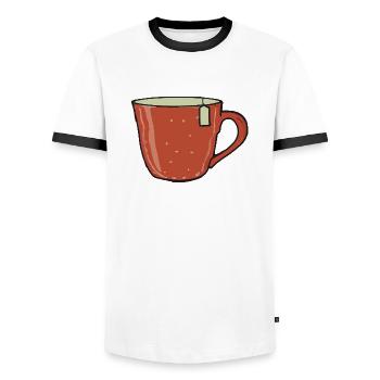 Tea Cup Tea Drinker Gift Idea - Men's Ringer Shirt - white/black - Front - AI Model Female 172 light (172cm) & AI Model Male 178 dark (178cm)