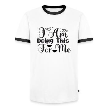 Je le fais pour moi - T-shirt contrasté Homme - blanc/noir - Devant - AI Model Female 172 light (172cm) & AI Model Male 178 dark (178cm)