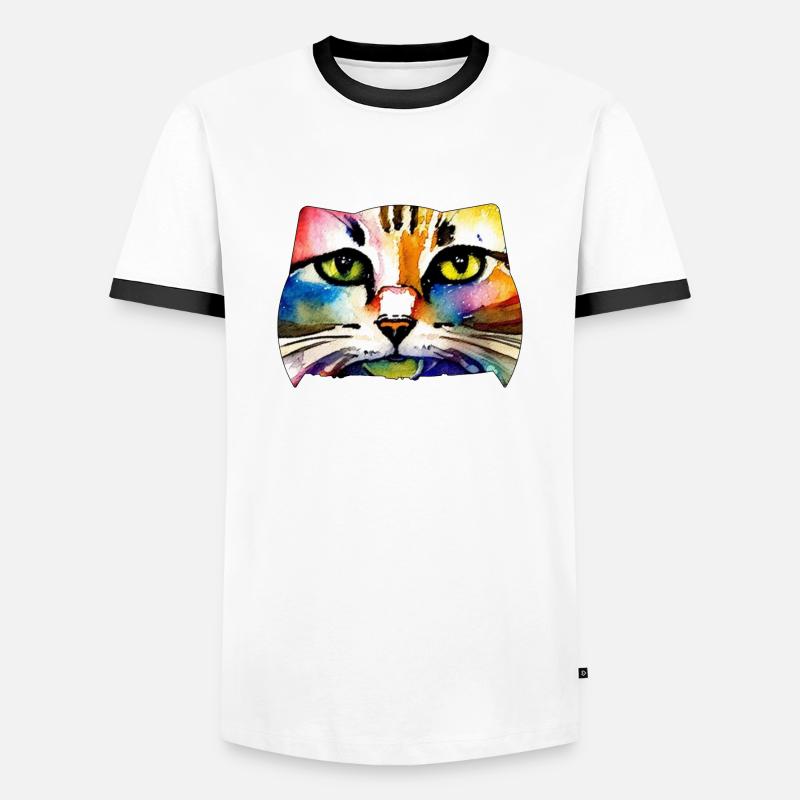 Katzengesicht 7 - Männer Kontrast-T-Shirt - Weiß/Schwarz