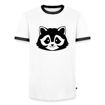 Waschbären süßer Cartoon Waschbär 34 - Männer Kontrast-T-Shirt - Weiß/Schwarz - Vorne - AI Model Female 172 light (172cm) & AI Model Male 178 dark (178cm)