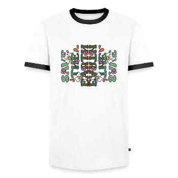 Rette den Planeten | Tag der Erde - Männer Kontrast-T-Shirt - Weiß/Schwarz - Vorne - AI Model Female 172 light (172cm) & AI Model Male 178 dark (178cm)