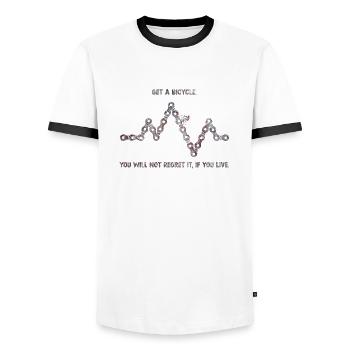 Bicycle - Men's Ringer Shirt - white/black - Front - AI Model Female 172 light (172cm) & AI Model Male 178 dark (178cm)
