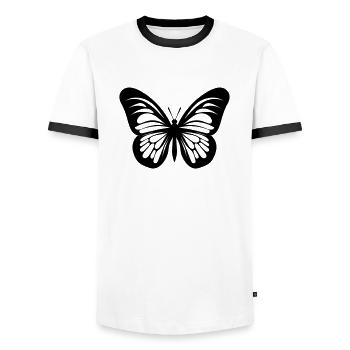 Butterfly - Men's Ringer Shirt - white/black - Front - AI Model Female 172 light (172cm) & AI Model Male 178 dark (178cm)