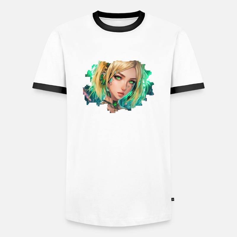 Nova Cipher - Männer Kontrast-T-Shirt - Weiß/Schwarz