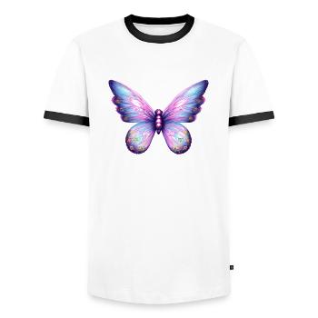 Butterfly Butterfly Insect Animal - Men's Ringer Shirt - white/black - Front - AI Model Female 172 light (172cm) & AI Model Male 178 dark (178cm)