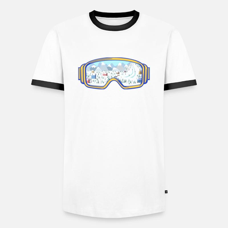 Ski Google, Snowboard - Männer Kontrast-T-Shirt - Weiß/Schwarz