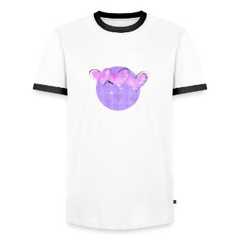 Dancing Hearts - Men's Ringer Shirt - white/black - Front - AI Model Female 172 light (172cm) & AI Model Male 178 dark (178cm)