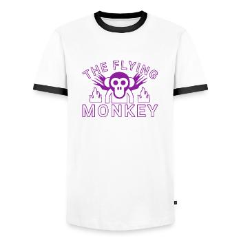 The Flying Monkey - Men's Ringer Shirt - white/black - Front - AI Model Female 172 light (172cm) & AI Model Male 178 dark (178cm)