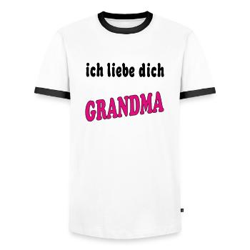 ich liebe dich GRANDMA - T-shirt contrasté Homme - blanc/noir - Devant - AI Model Female 172 light (172cm) & AI Model Male 178 dark (178cm)