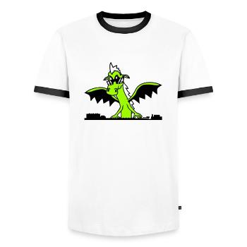 Wing Dragon DJ Mixer Party Monster Music - Men's Ringer Shirt - white/black - Front - AI Model Female 172 light (172cm) & AI Model Male 178 dark (178cm)