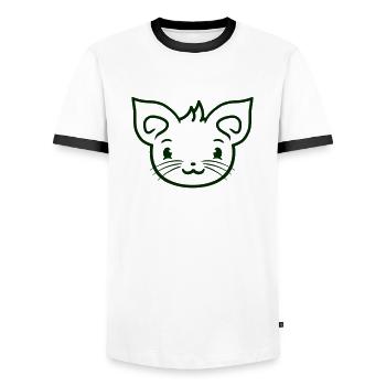 Cute Cat Looks Happy Smiling Kitten Fun - Men's Ringer Shirt - white/black - Front - AI Model Female 172 light (172cm) & AI Model Male 178 dark (178cm)