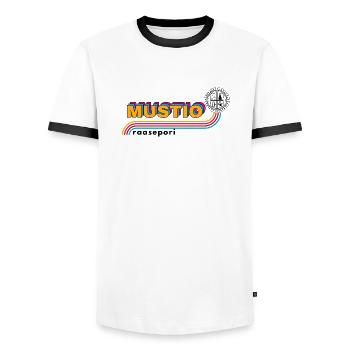 SVARTÅ Wappen Retro - Männer Kontrast-T-Shirt - Weiß/Schwarz - Vorne - AI Model Female 172 light (172cm) & AI Model Male 178 dark (178cm)