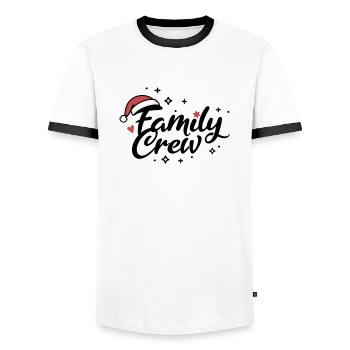 Family Crew Christmas - Men's Ringer Shirt - white/black - Front - AI Model Female 172 light (172cm) & AI Model Male 178 dark (178cm)