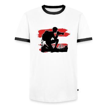 Austria Flag Photographer - Men's Ringer Shirt - white/black - Front - AI Model Female 172 light (172cm) & AI Model Male 178 dark (178cm)