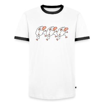 Trois moutons marchant Happy Pride 3 Friends Team - T-shirt contrasté Homme - blanc/noir - Devant - AI Model Female 172 light (172cm) & AI Model Male 178 dark (178cm)