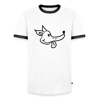 Visage de chien Petit Tête d’animal de compagnie Mignon - T-shirt contrasté Homme - blanc/noir - Devant - AI Model Female 172 light (172cm) & AI Model Male 178 dark (178cm)