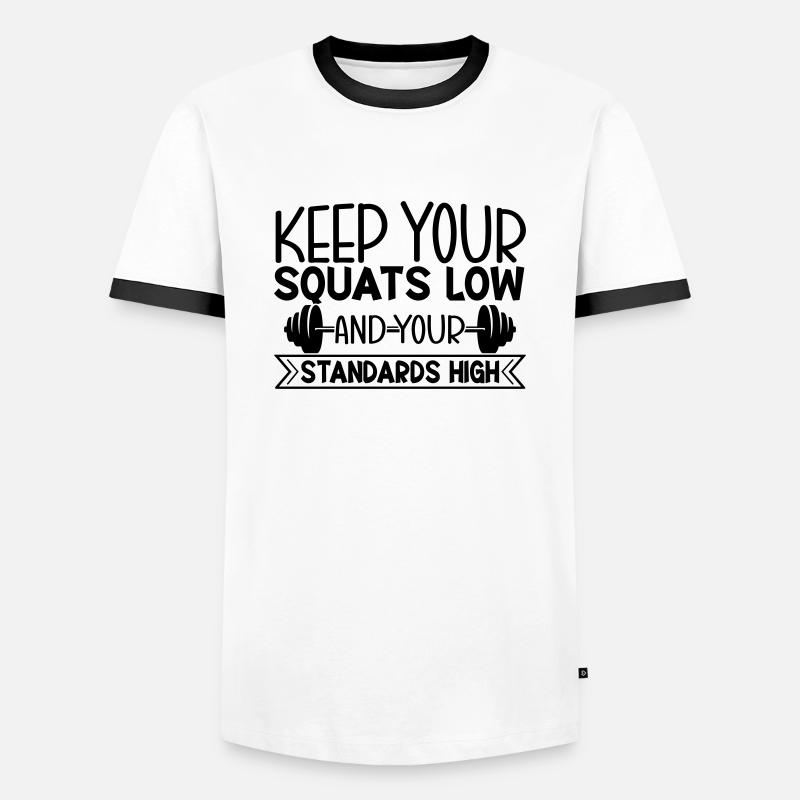 Squat Slow - Männer Kontrast-T-Shirt - Weiß/Schwarz