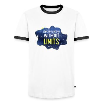 Look up and dream without limits - Men's Ringer Shirt - white/black - Front - AI Model Female 172 light (172cm) & AI Model Male 178 dark (178cm)