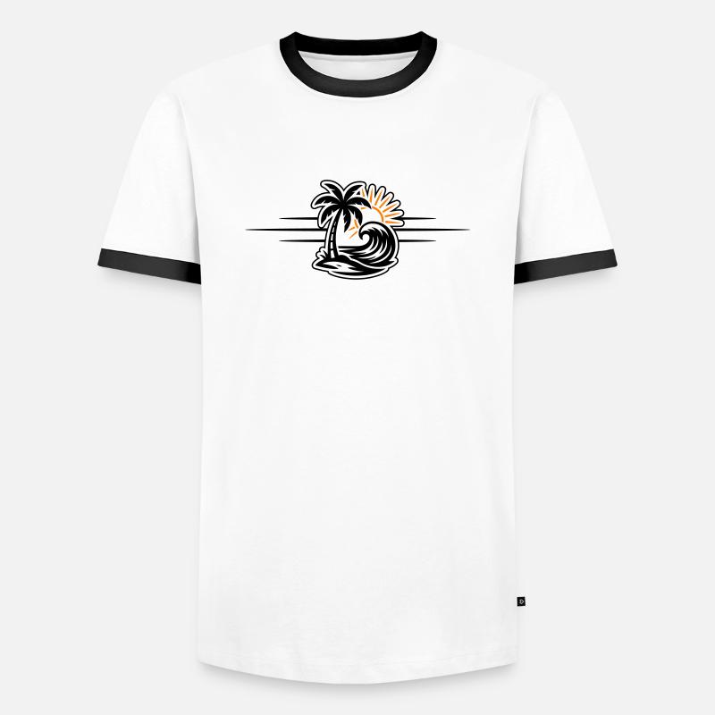 Island Summer Palm Tree - Men's Ringer Shirt - white/black