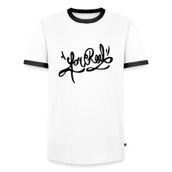 For Real - Männer Kontrast-T-Shirt - Weiß/Schwarz - Vorne - AI Model Female 172 light (172cm) & AI Model Male 178 dark (178cm)