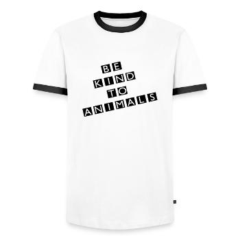 vegetarier - Männer Kontrast-T-Shirt - Weiß/Schwarz - Vorne - AI Model Female 172 light (172cm) & AI Model Male 178 dark (178cm)