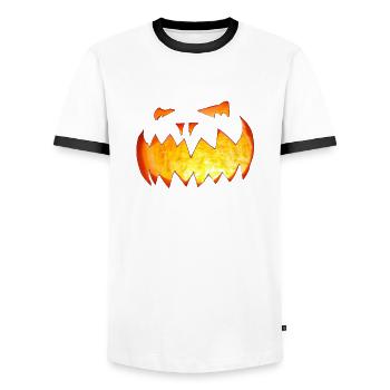 Halloween Pumpkin - Men's Ringer Shirt - white/black - Front - AI Model Female 172 light (172cm) & AI Model Male 178 dark (178cm)