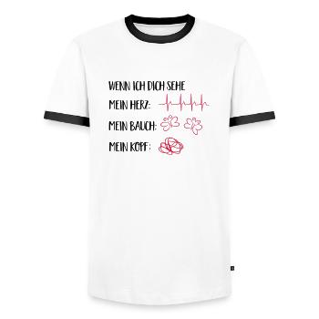 verliebt - Männer Kontrast-T-Shirt - Weiß/Schwarz - Vorne - AI Model Female 172 light (172cm) & AI Model Male 178 dark (178cm)