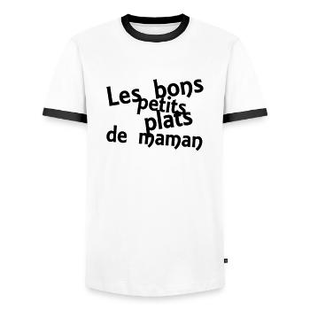les bons petits plats de maman - Men's Ringer Shirt - white/black - Front - AI Model Female 172 light (172cm) & AI Model Male 178 dark (178cm)