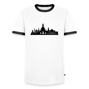 Dresden skyline small - Men's Ringer Shirt - white/black - Front - AI Model Female 172 light (172cm) & AI Model Male 178 dark (178cm)