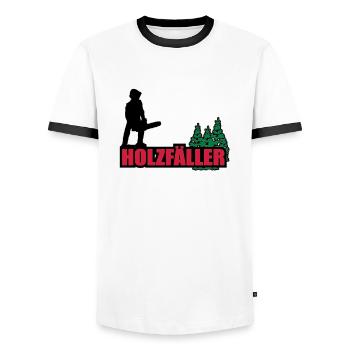 holzfäller - Männer Kontrast-T-Shirt - Weiß/Schwarz - Vorne - AI Model Female 172 light (172cm) & AI Model Male 178 dark (178cm)