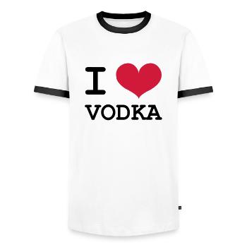 Alcohol - Men's Ringer Shirt - white/black - Front - AI Model Female 172 light (172cm) & AI Model Male 178 dark (178cm)