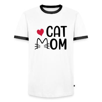 Cat mom - Men's Ringer Shirt - white/black - Front - AI Model Female 172 light (172cm) & AI Model Male 178 dark (178cm)