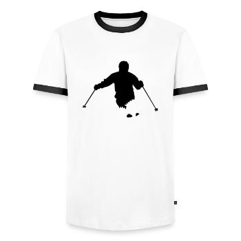 Deep snow ski (swity) - Men's Ringer Shirt - white/black - Front - AI Model Female 172 light (172cm) & AI Model Male 178 dark (178cm)