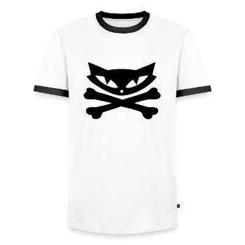 Cat - Männer Kontrast-T-Shirt - Weiß/Schwarz - Vorne - AI Model Female 172 light (172cm) & AI Model Male 178 dark (178cm)