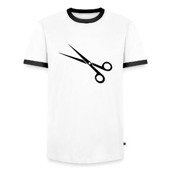 schere - Männer Kontrast-T-Shirt - Weiß/Schwarz - Vorne - AI Model Female 172 light (172cm) & AI Model Male 178 dark (178cm)