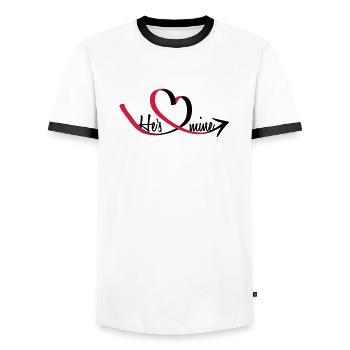 He's mine Heart - Männer Kontrast-T-Shirt - Weiß/Schwarz - Vorne - AI Model Female 172 light (172cm) & AI Model Male 178 dark (178cm)