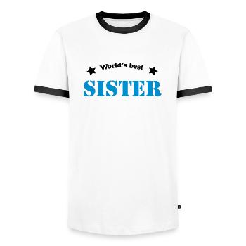 World's best Sister - Men's Ringer Shirt - white/black - Front - AI Model Female 172 light (172cm) & AI Model Male 178 dark (178cm)