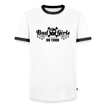 bad_girls_on_tour_1f1 - Männer Kontrast-T-Shirt - Weiß/Schwarz - Vorne - AI Model Female 172 light (172cm) & AI Model Male 178 dark (178cm)