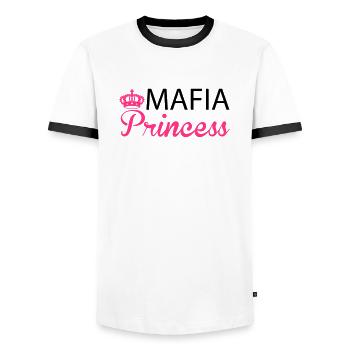 Mafia Princess - Männer Kontrast-T-Shirt - Weiß/Schwarz - Vorne - AI Model Female 172 light (172cm) & AI Model Male 178 dark (178cm)
