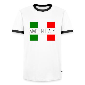 Made in Italy Logo - T-shirt contrasté Homme - blanc/noir - Devant - AI Model Female 172 light (172cm) & AI Model Male 178 dark (178cm)