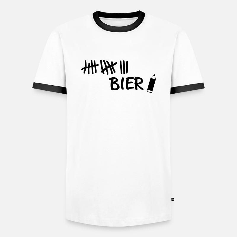 Striche - Bier Stift - Männer Kontrast-T-Shirt - Weiß/Schwarz