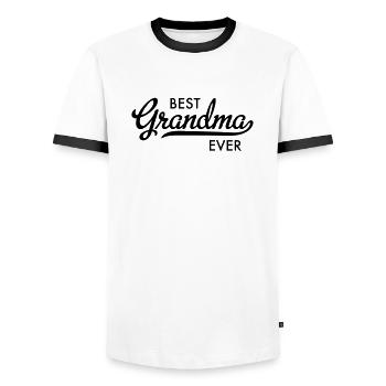 granny - Men's Ringer Shirt - white/black - Front - AI Model Female 172 light (172cm) & AI Model Male 178 dark (178cm)