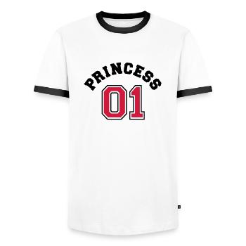 Princess 01 - Männer Kontrast-T-Shirt - Weiß/Schwarz - Vorne - AI Model Female 172 light (172cm) & AI Model Male 178 dark (178cm)